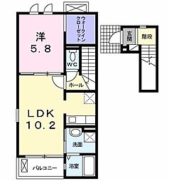 サンエール 2階1LDKの間取り