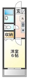 コーポ松尾 1階1Kの間取り