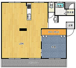 府公社香里三井団地A-13棟 1LDKの間取図画像