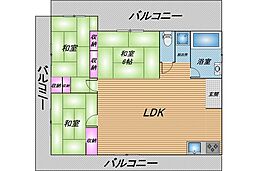 シャトー城北P2 3LDKの間取図画像