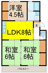 グラントゥール 2階3LDKの間取り