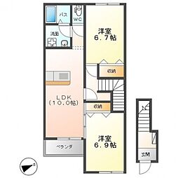 コンフォーティア 2階2LDKの間取り