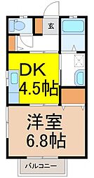 コーポ菊地B棟 1DKの間取図画像