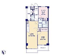 ライオンズマンション左近山 2SLDKの間取図画像