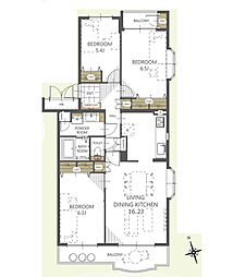港南台プリンスハイツ5号館 3LDKの間取図画像