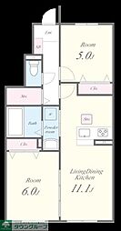 JR香椎線 土井駅 徒歩5分の賃貸アパート 1階2LDKの間取り