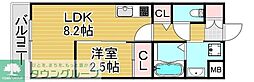 福岡市東区千早6丁目マンション 1LDKの間取図画像
