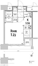 福岡市地下鉄箱崎線 呉服町駅 徒歩14分の賃貸マンション 2階1Kの間取り