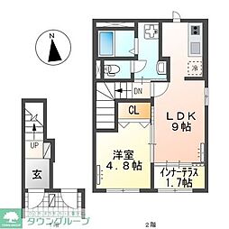 福岡市地下鉄箱崎線 貝塚駅 徒歩7分の賃貸アパート 2階1LDKの間取り