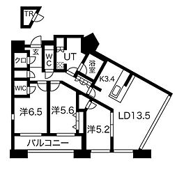 西鉄貝塚線 香椎花園前駅 徒歩30分の賃貸マンション 32階3LDKの間取り