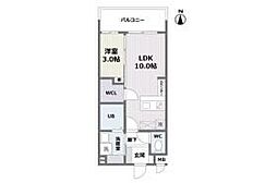 エフパルク大橋2 1階1LDKの間取り