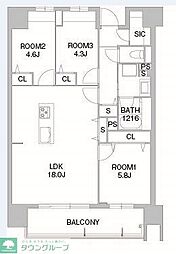 西鉄貝塚線 香椎花園前駅 徒歩32分の賃貸マンション 12階3LDKの間取り