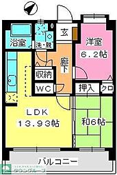 プロシード曰佐 5階2LDKの間取り