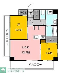 MODERN ASPIRATION 博多 CREST 2LDKの間取図画像