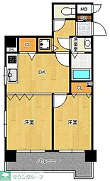 ステイツ天神東 6階2DKの間取り