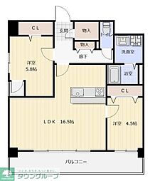 アビターレ博多 2LDKの間取図画像