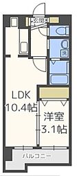 レジディア博多東 1LDKの間取図画像