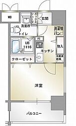 エンクレスト香椎 1Kの間取図画像