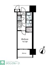 サヴォイグランデウォーターサイド 1Kの間取図画像