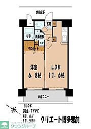 クリエート博多駅前 1LDKの間取図画像