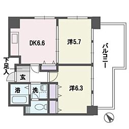 アミューゼ高砂 2DKの間取図画像