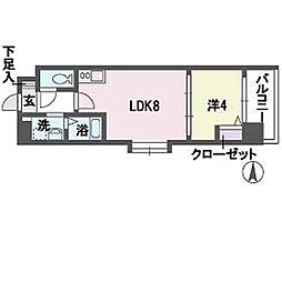 アミューゼ博多 1LDKの間取図画像