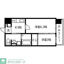 アメニティ香椎宮前 2Kの間取図画像