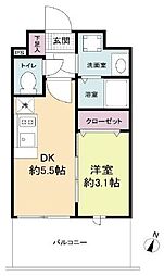 LiveCasa県庁前 1DKの間取図画像