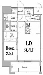 エンクレスト天神LARK 1LDKの間取図画像