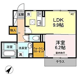 D-room博多東 1LDKの間取図画像