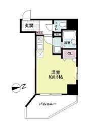 レジディア博多 ワンルームの間取図画像
