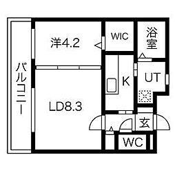 リンデン東薬院 1LDKの間取図画像