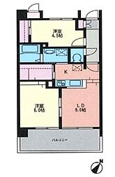 KDX清水レジデンス 2LDKの間取図画像