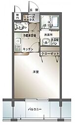 エンクレスト博多 1Kの間取図画像