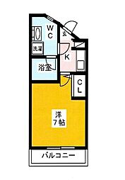 クラージュ吉塚 1Kの間取図画像