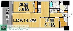 アクロス天神センタープラザ 2LDKの間取図画像