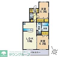 エルパティオB 2LDKの間取図画像