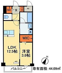 リーブル博多駅前 1LDKの間取図画像