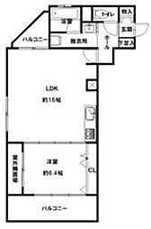 ティファーナ高宮 1LDKの間取図画像