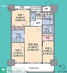 プライムメゾンセントラルパーク 3LDKの間取図画像