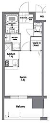 エンクレスト県庁前 1Kの間取図画像