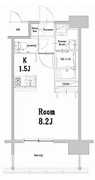 エンクレストベイ天神EAST 1Kの間取図画像