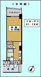 ロイヤルリバービュー 1Kの間取図画像
