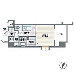 レジディア警固 1Kの間取図画像