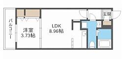 シュルークアナーカ大橋 1LDKの間取図画像