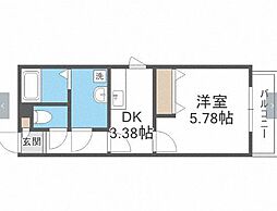 福岡市地下鉄七隈線 七隈駅 徒歩23分の賃貸アパート 1階1Kの間取り