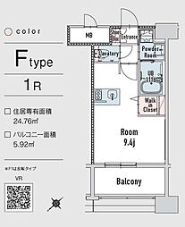 JR鹿児島本線 博多駅 徒歩16分の賃貸マンション 9階ワンルームの間取り