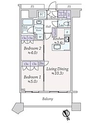勝どきザ・タワー 2LDKの間取図画像