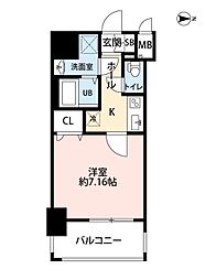 サヴォイ箱崎セントリシティ 1Kの間取図画像