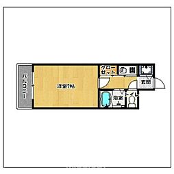 ピュアドームアーデンス大濠 1Kの間取図画像